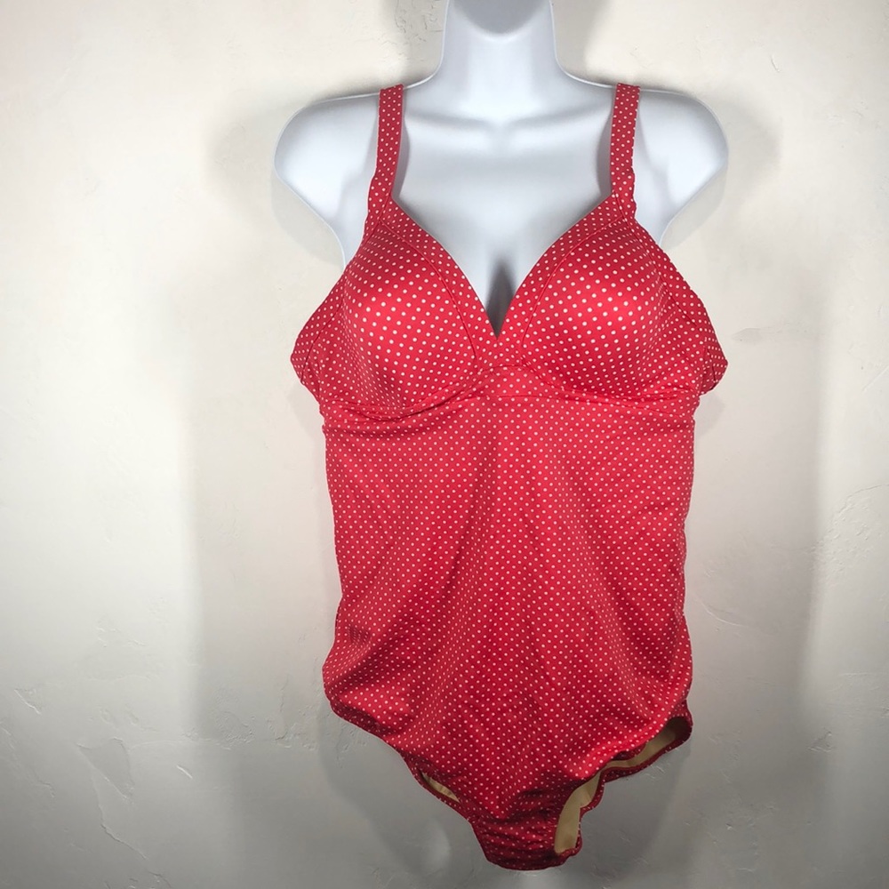Lands' End Red Polka Dot One-Piece Swimsuit